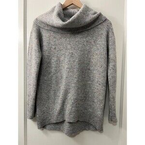 Loft Women's Cowl Neck Sweater Grey Multicolor Flecked Turtleneck Size XS